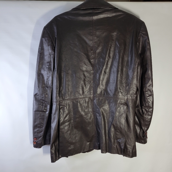 Vintage Mens J Riggings Leather Blazer Dark Brown Size 42 - Picture 7 of 16